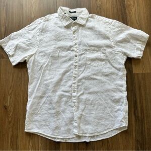 Rodd & Gunn Ellerslie Mens 2XL White Short Sleeve Button Shirt 100% Linen Sports